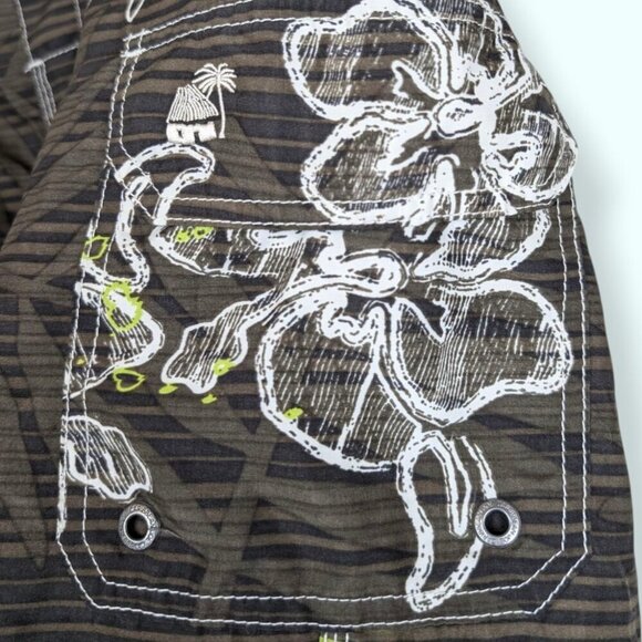 (2/$20) Caribbean Joe Brown Floral Swim Trunks - Picture 3 of 6